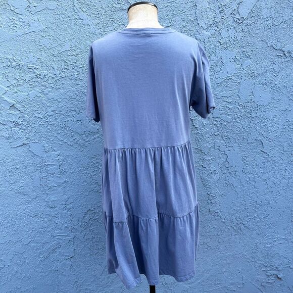 Kotn Tiered Babydoll Dress 100% Cotton Small Blue - Picture 4 of 8